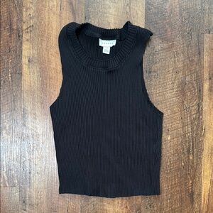 TOPSHOP Black Ribbed Sleeveless Tank Top Size 6